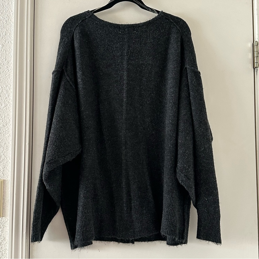 Zenana Outfitters Charcoal Grey Oversized Grandpa Cardigan Sweater - Picture 4 of 4